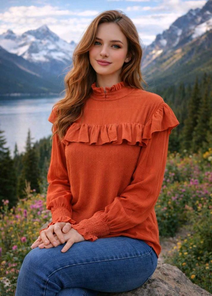 Ruffled Long Sleeve Top