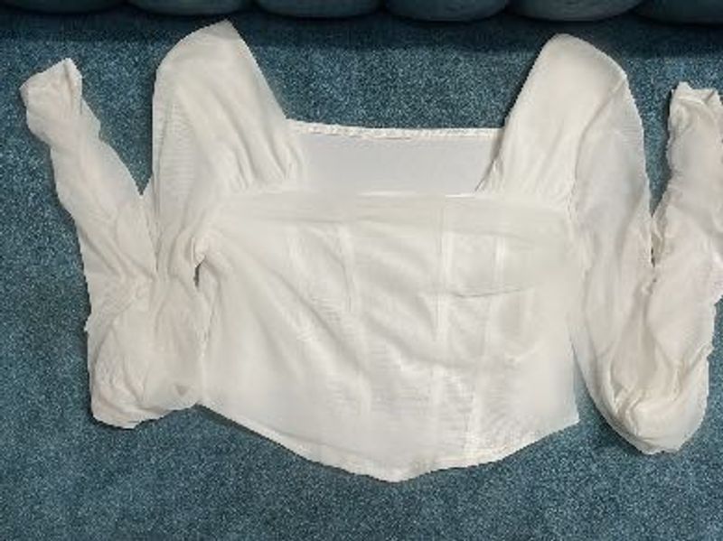 White Long Sleeve Corset Top