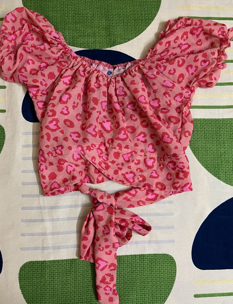 Pink Leopard Print Crop Top