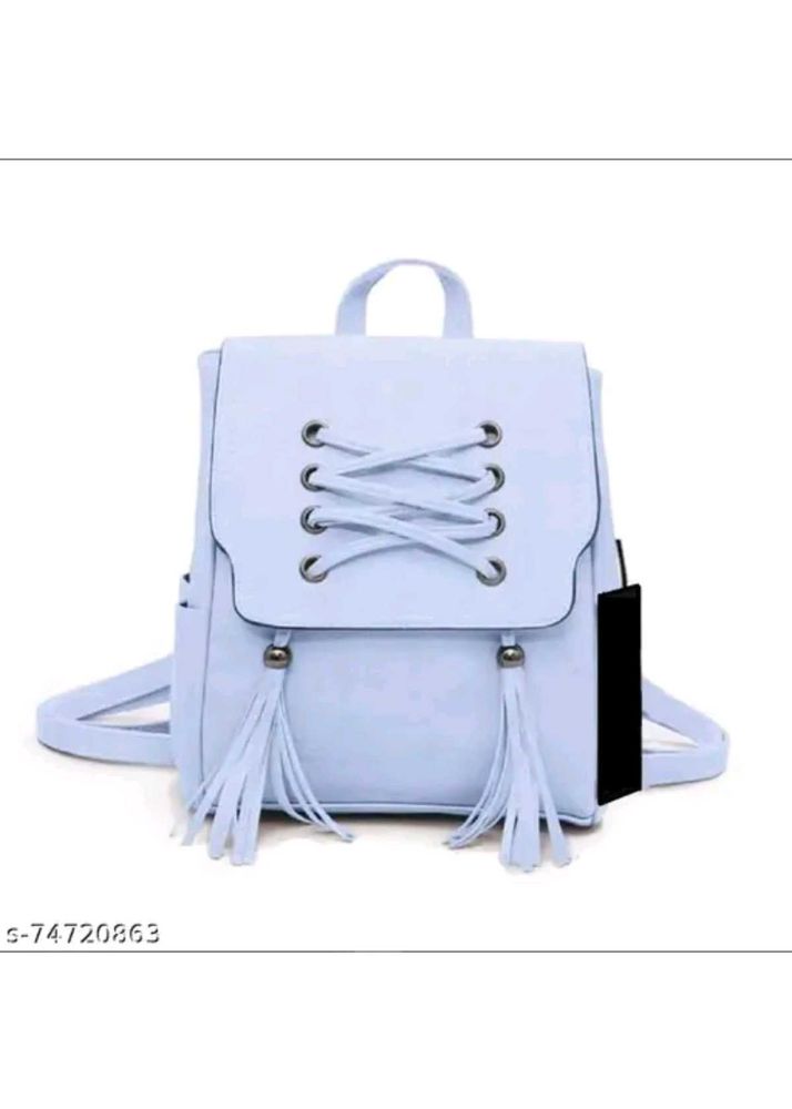 Stylish Blue Backpack with Tassels