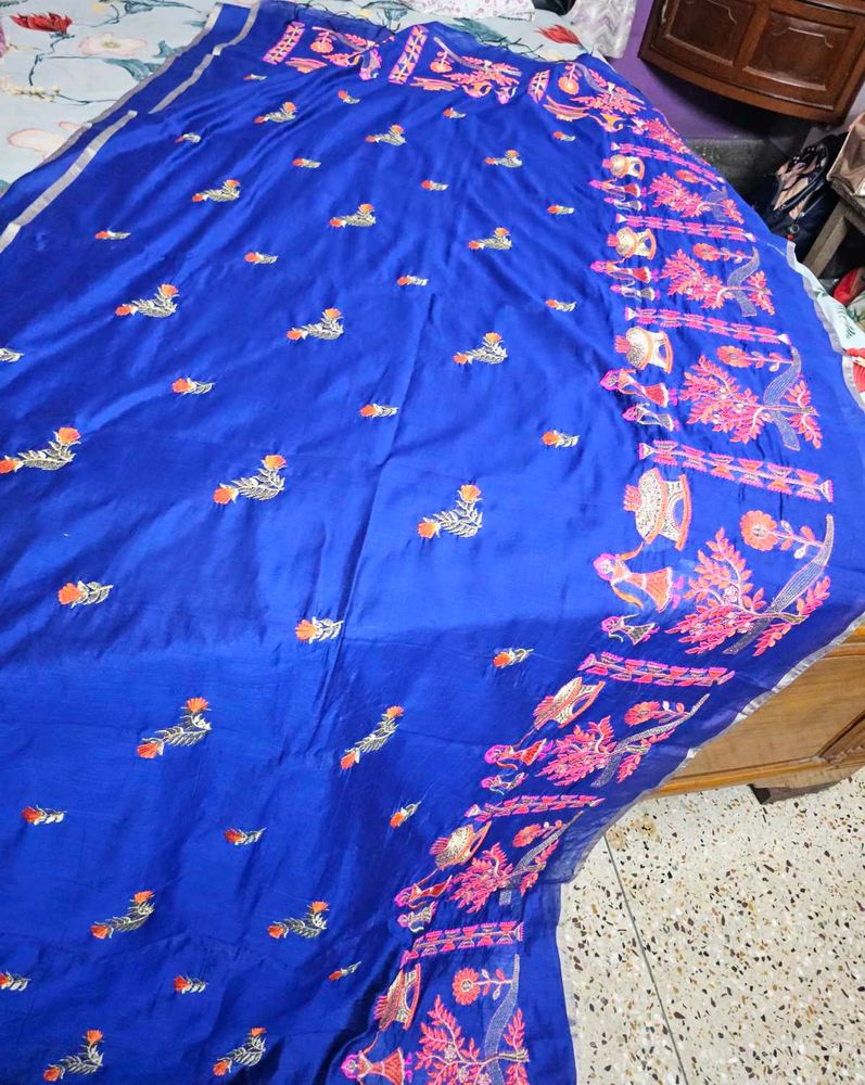 Blue Embroidered Saree