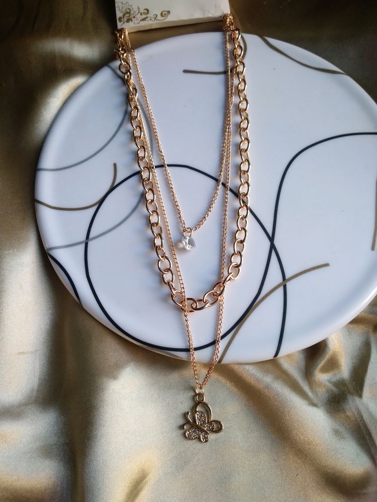Gold Butterfly Layered Necklace