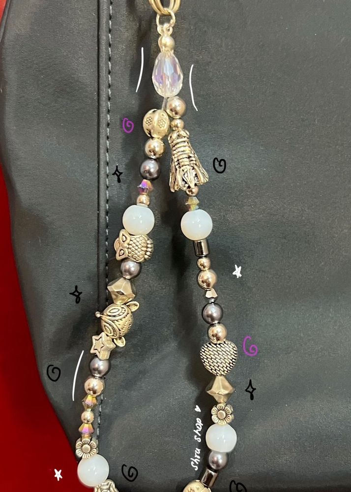 Unique Unisex Silver Handmade Beaded Bag Charm