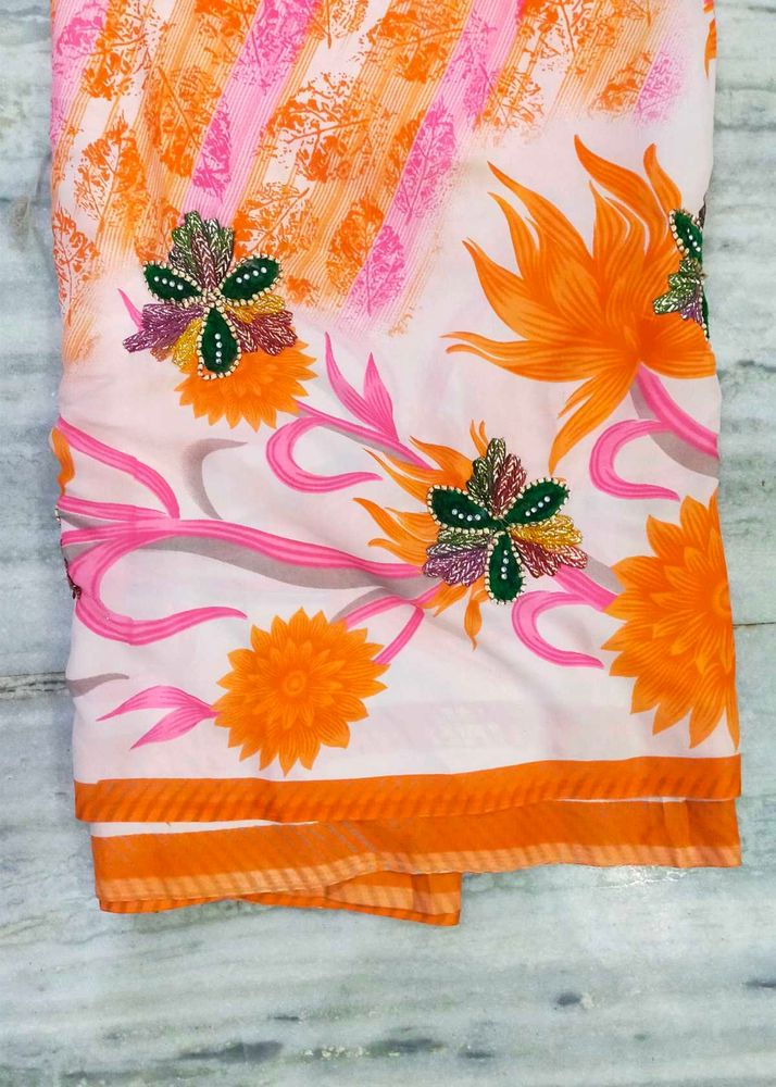 American Crep Beautiful Printed Sareee❣️😍😍