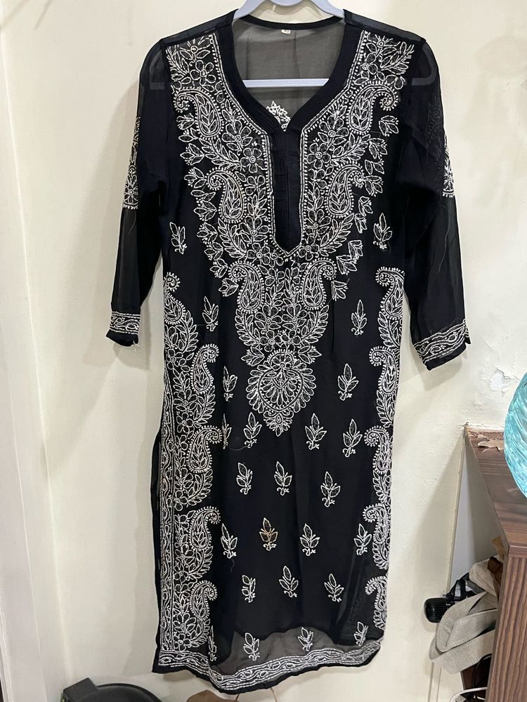 Black Chikankari Kurta