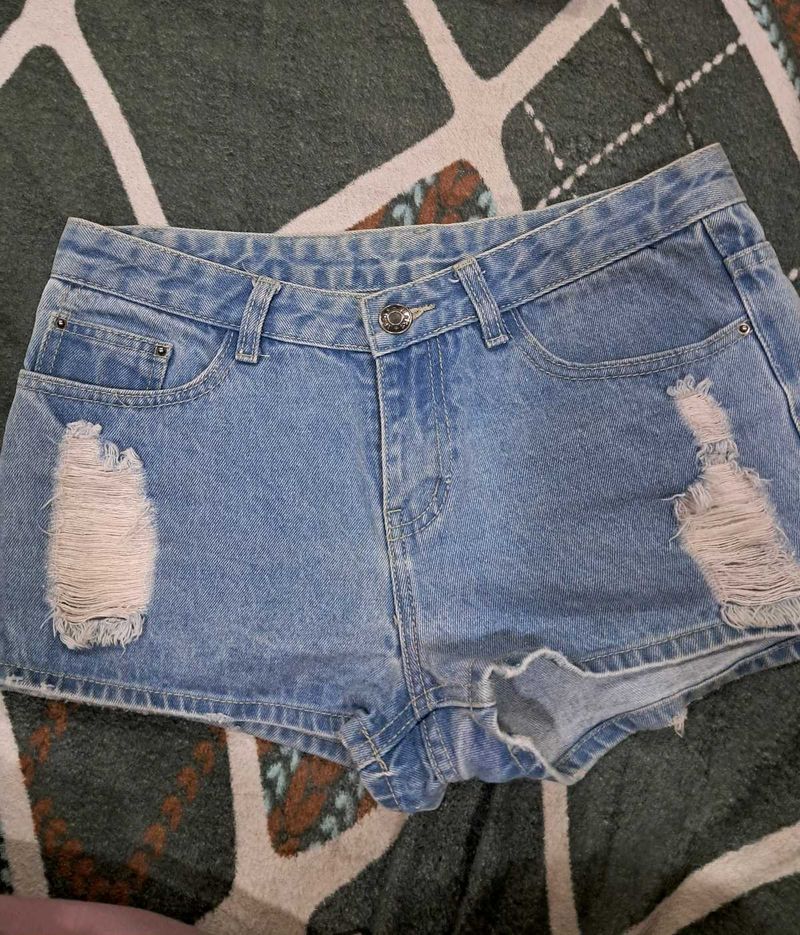 Mini Ripped Denim Shorts