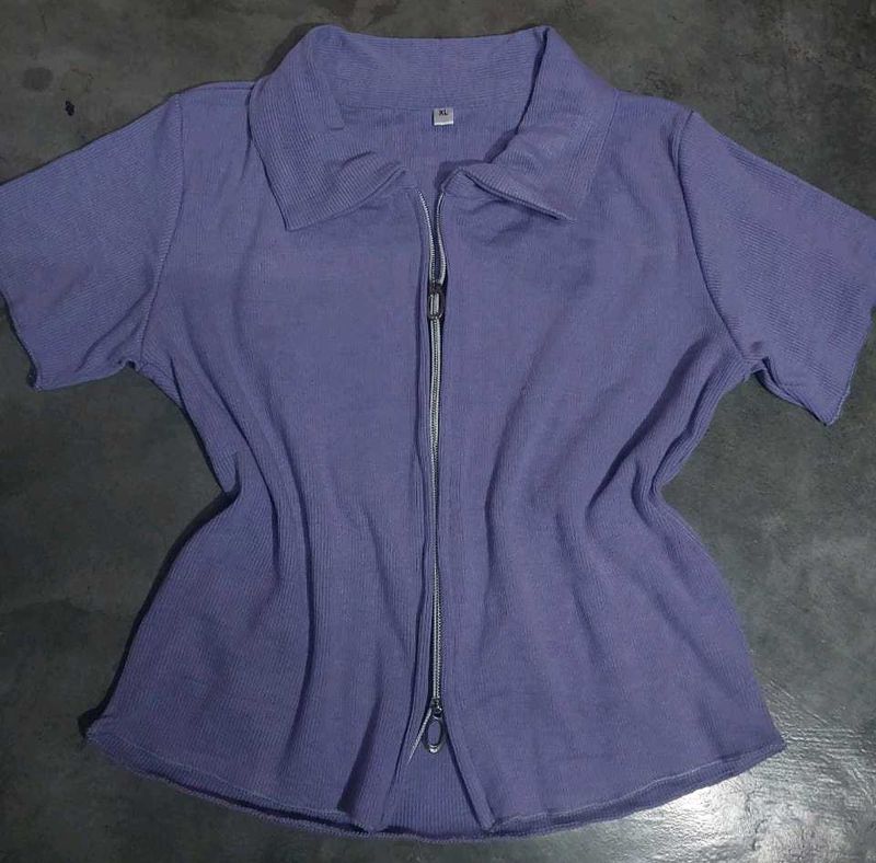 Lavender Ribbed Crop-Top.