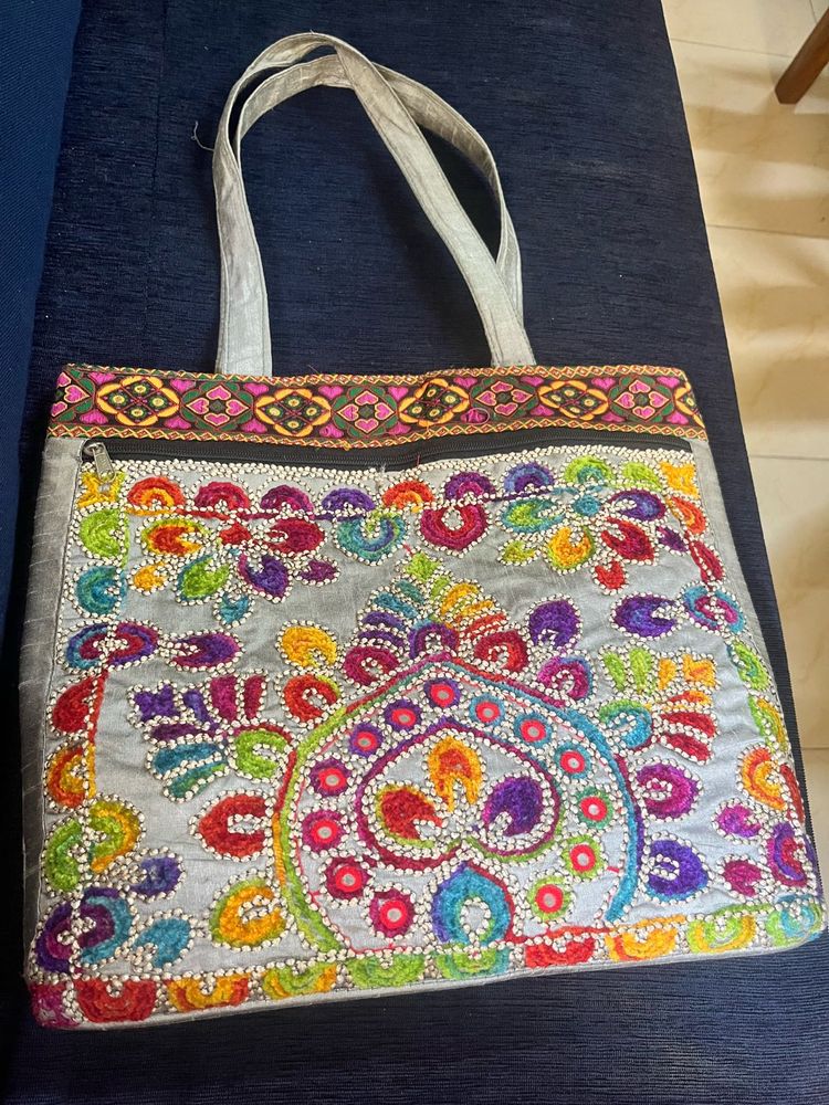 Embroidered big Tote Bag