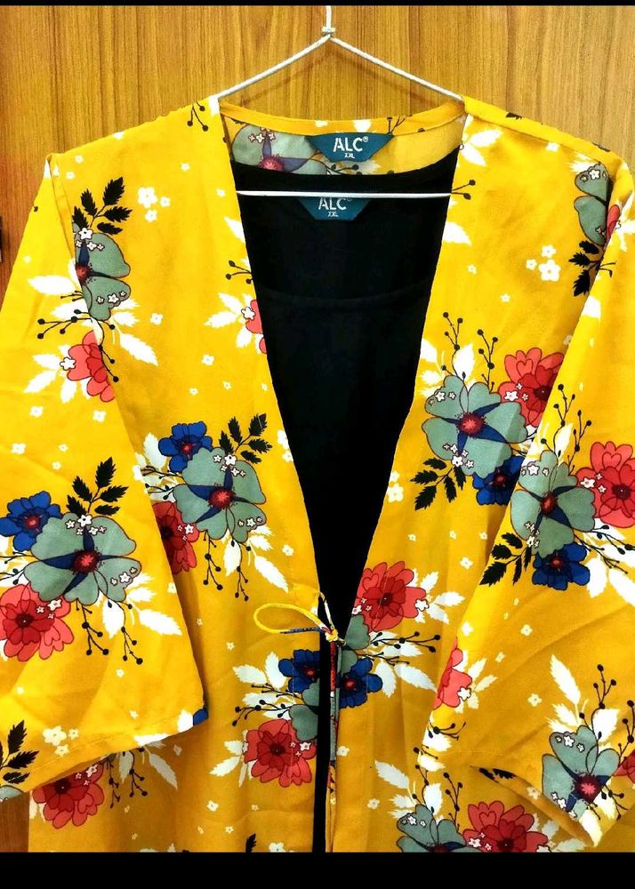 Floral Print Open Front Jacket
