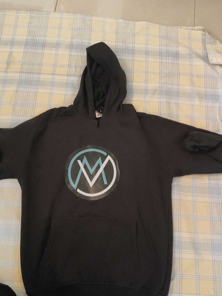 Graphic Print Black Hoodie