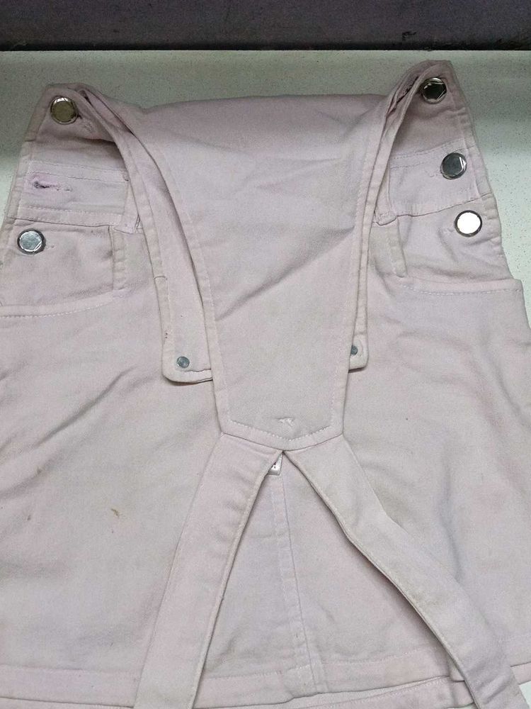 Pink Denim Overall Dress