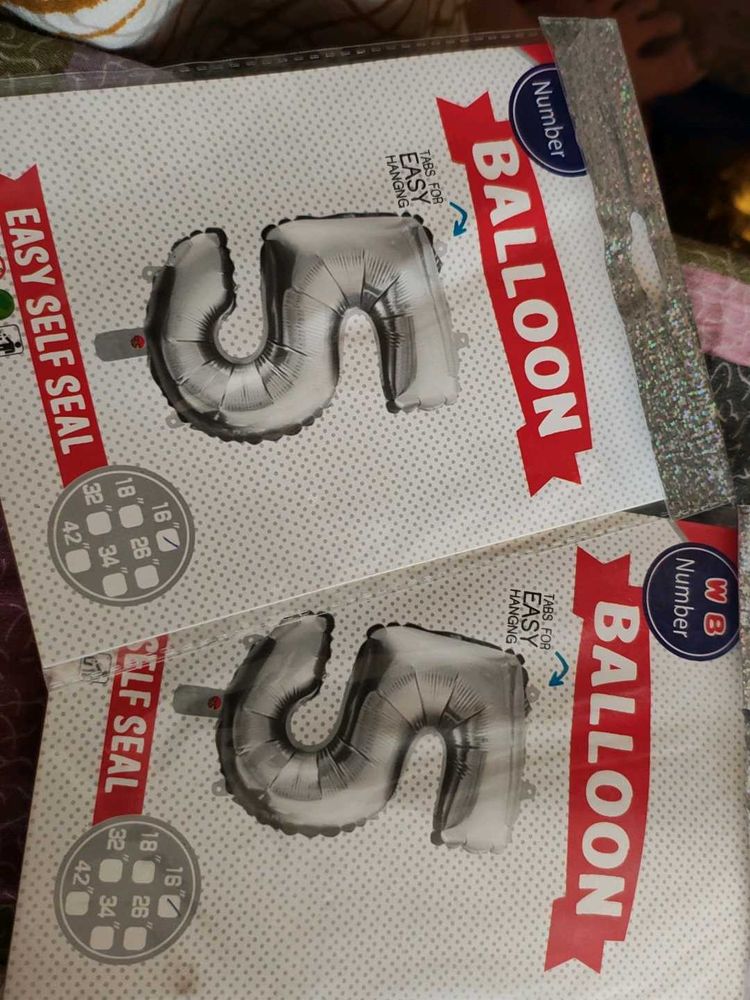 two new 5 number helium birthday baloons