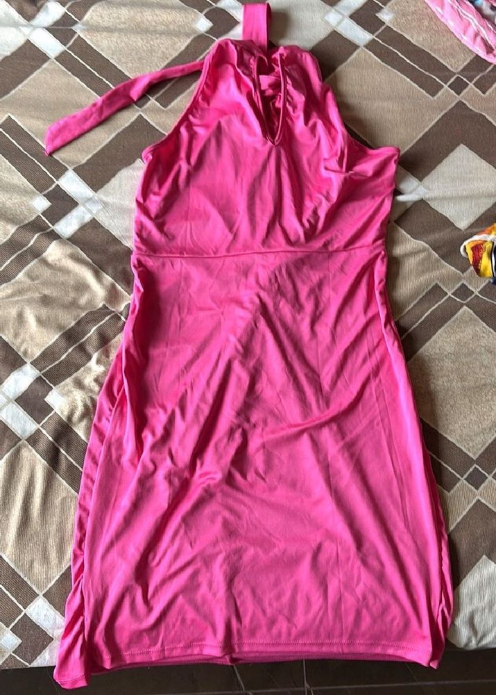 Pink Halter Mini Dress