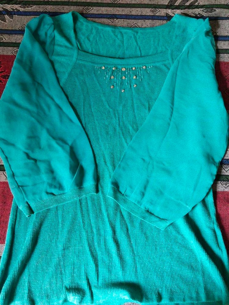 Green Embellished Top