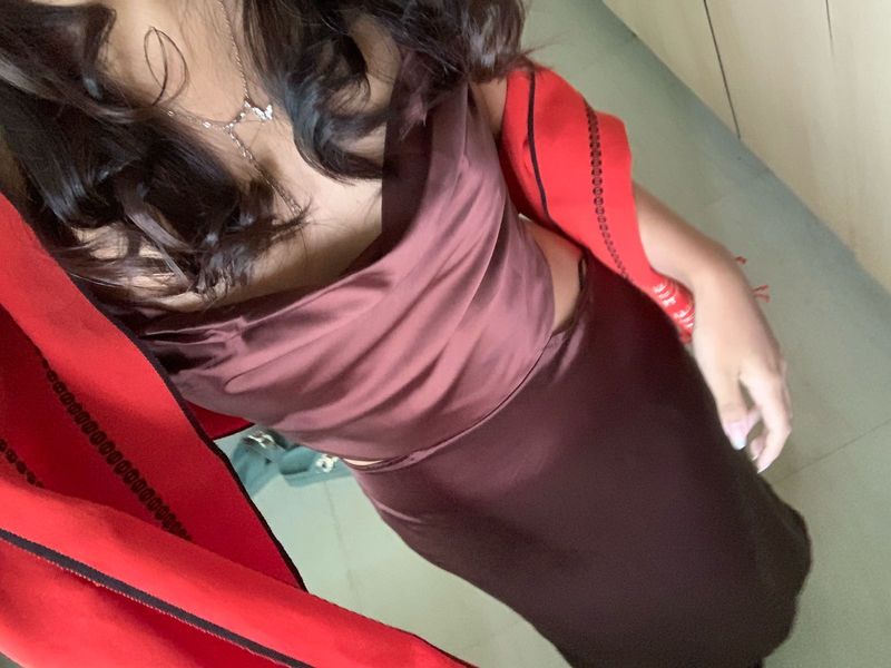 URBANIC Brown Satin Dress