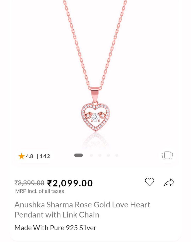 Giva 925 Silver Chain+Pendant (Rose Gold Color)