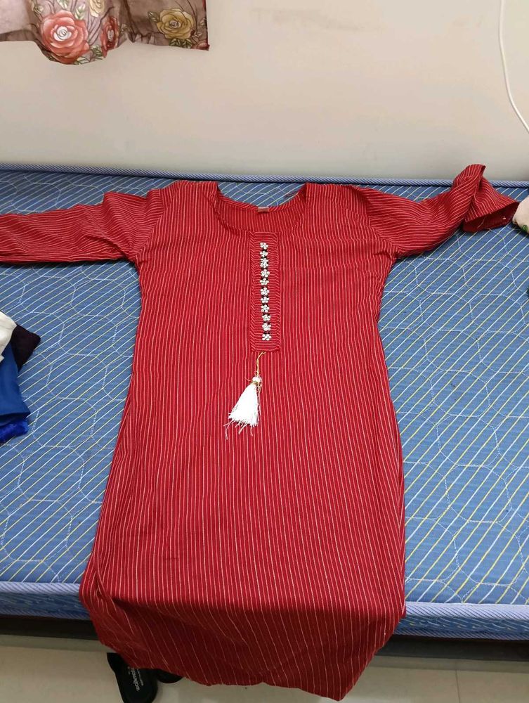 Red Striped Kurta