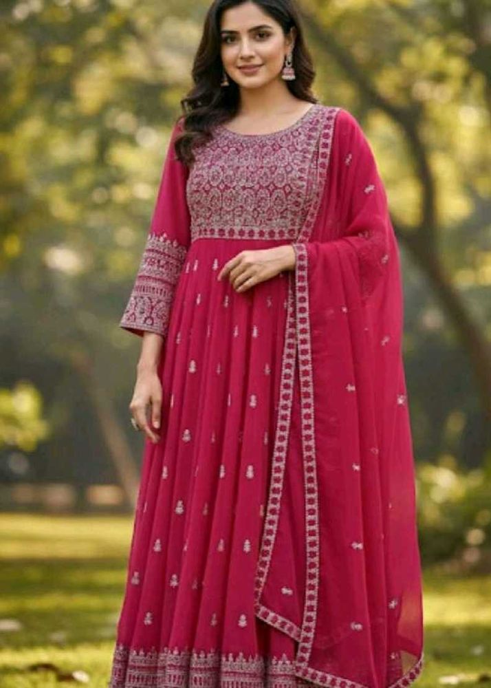 Elegant Pink Embroidered Anarkali Kurta