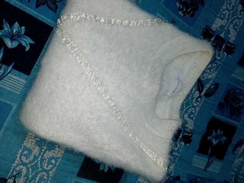 Fluffy White Knit Sweater