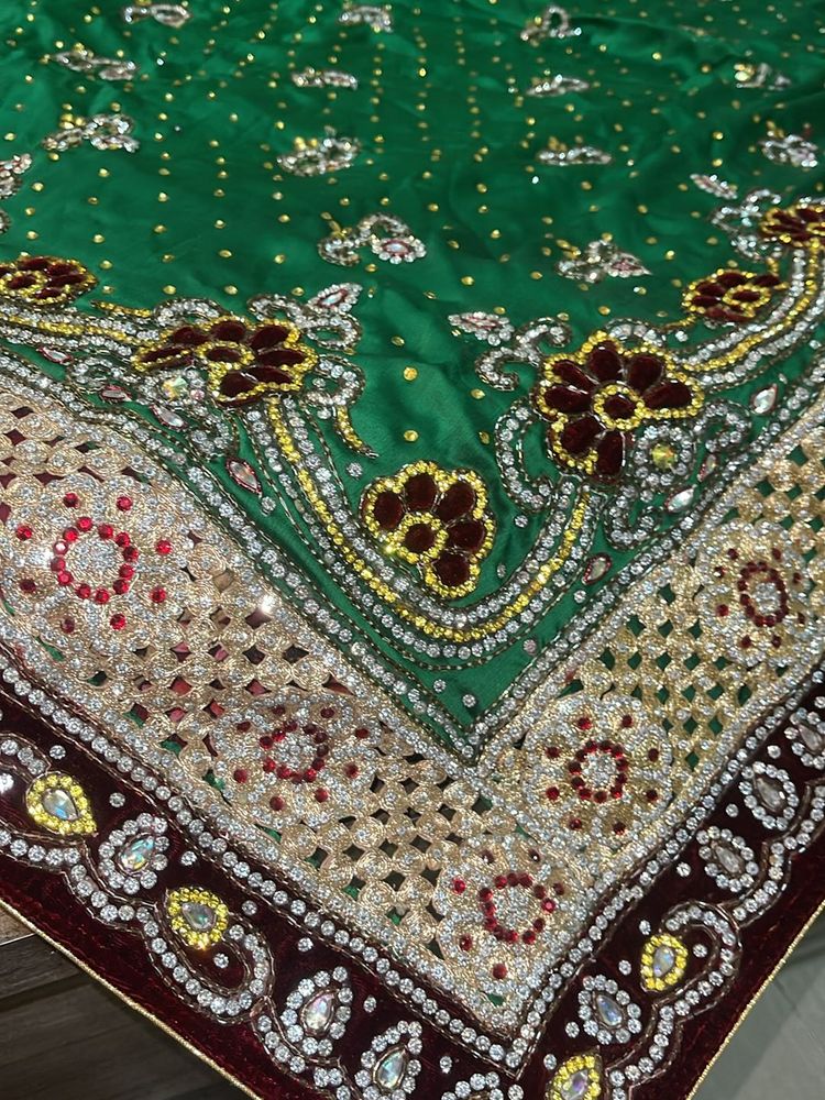 Emerald Green Diamond Work Saree