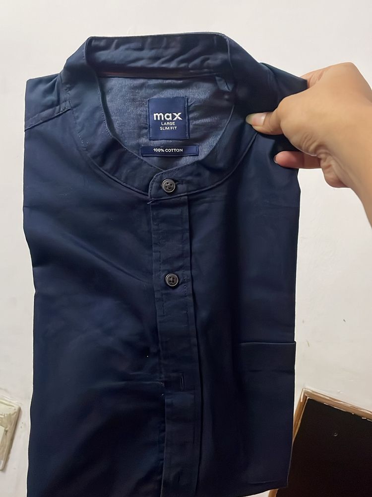 Navy Blue Chinese Colour Shirt For Men