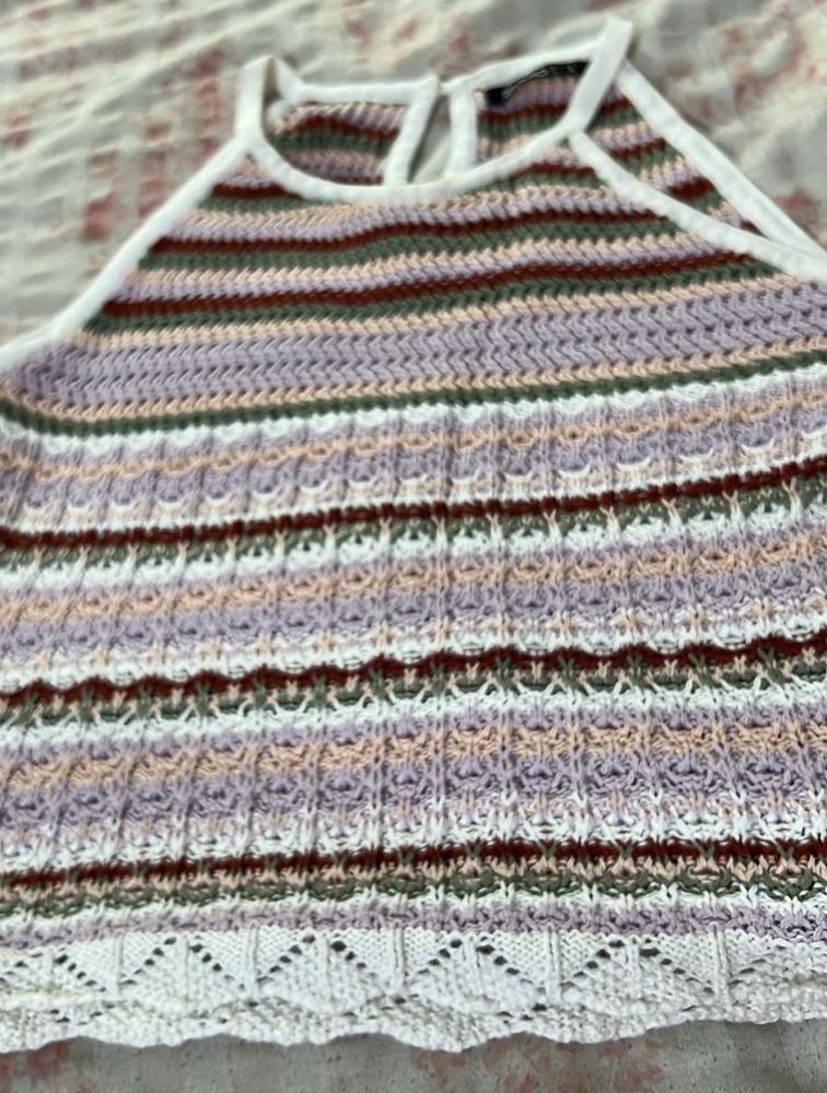 Striped Knit Halter Top