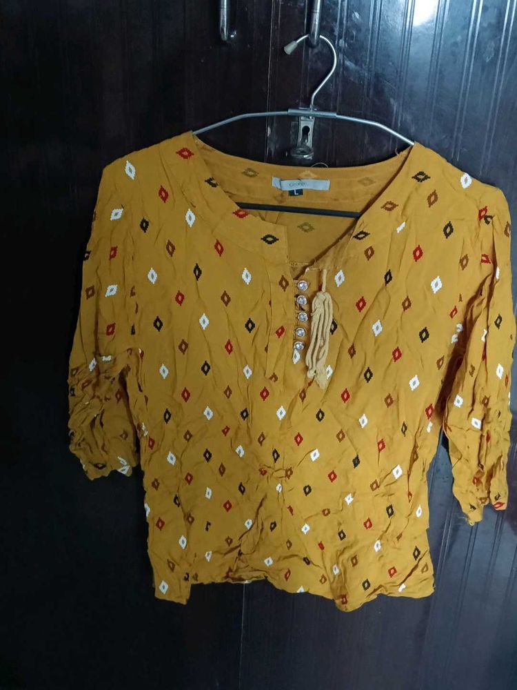 Mustard Printed Top