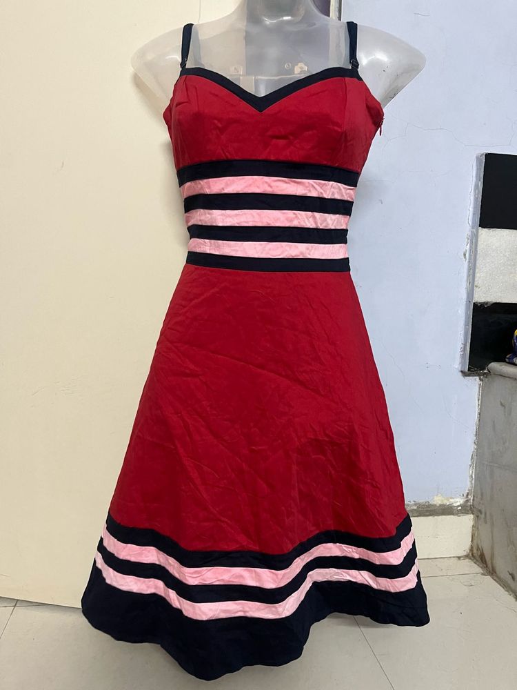 Yk21 Red Flared Pincess Designer One Piece
