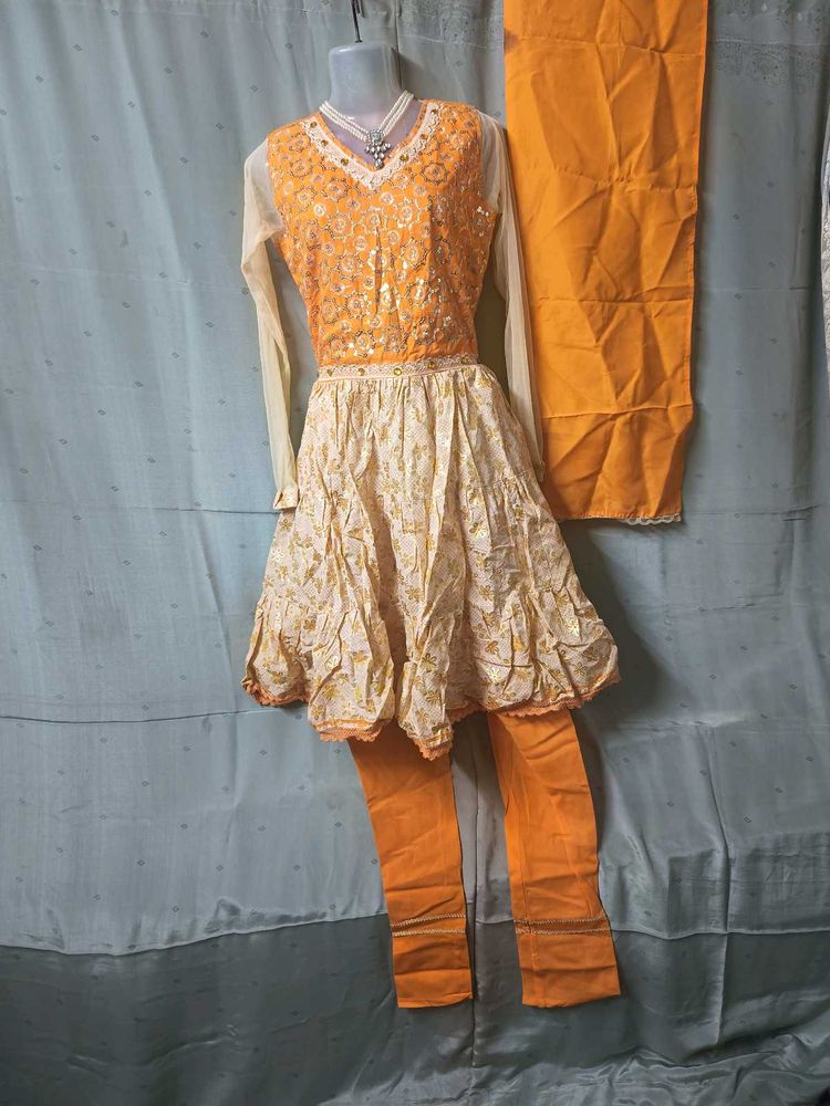 New Orange Frock Set Best For Haldi
