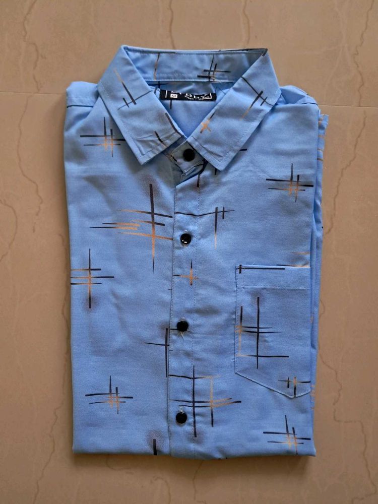 Stylish Blue Patterned Men's Shirt