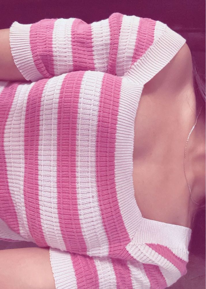 Striped Pink Knit Top