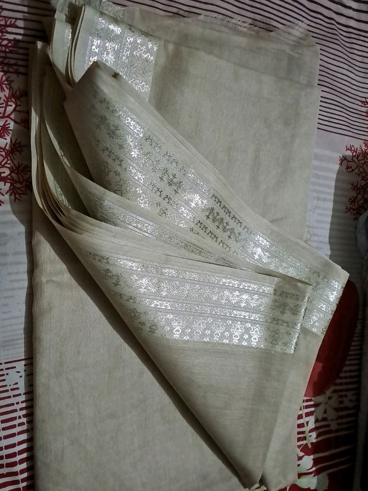 New Plain Pure Cotton Saaree
