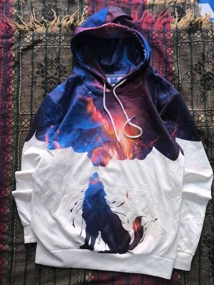 Galaxy Wolf Print Hoodie