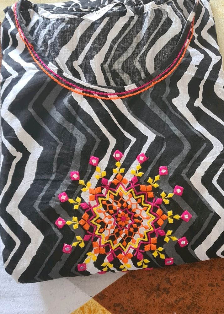 Designer Back N White Pure Cotton Maxi Suit