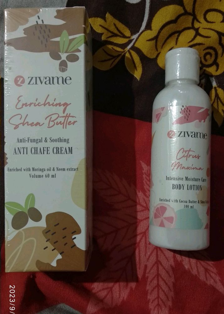 (Combo) Zivame Shea Butter Anti Fungal Cream(60ml) + Zivame Citrus Maxima Cocoa Butter Body Lotion (100g)