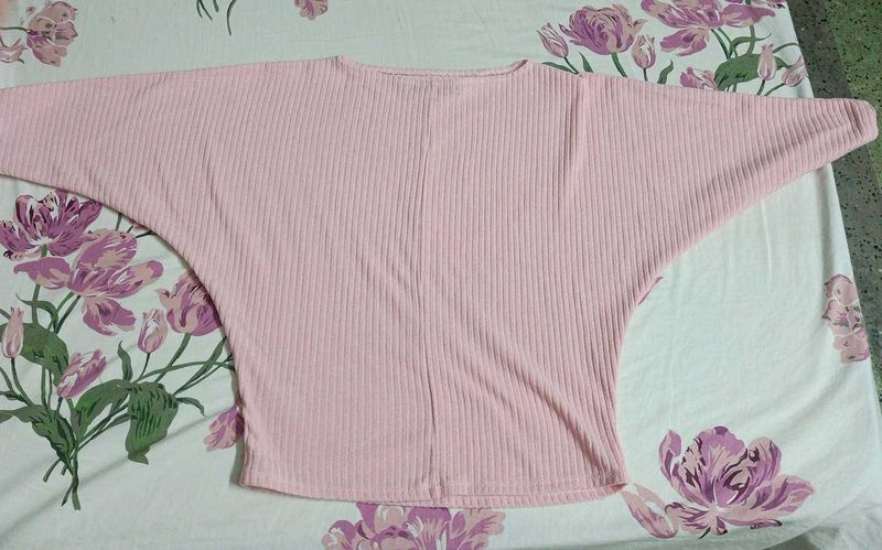 Pink Ribbed Dolman Top