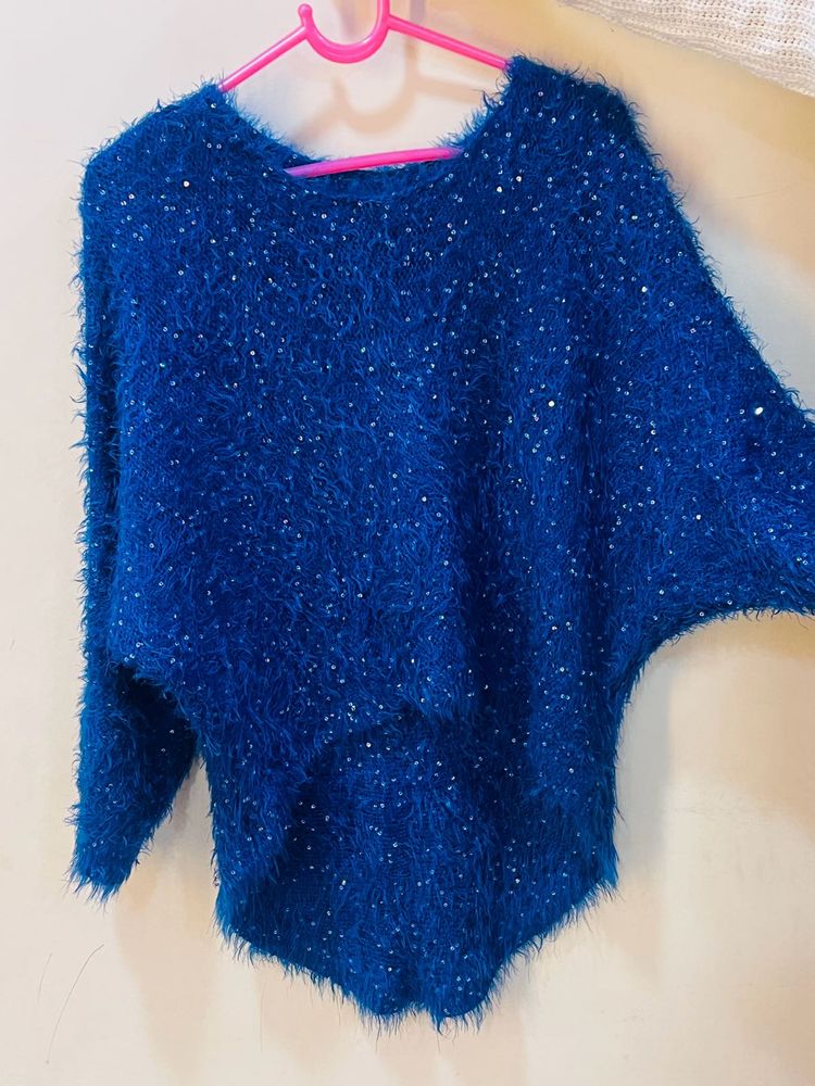Sparkly Blue Fuzzy Sweater
