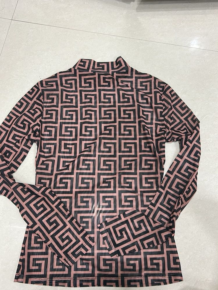 Patterned Long Sleeve Top
