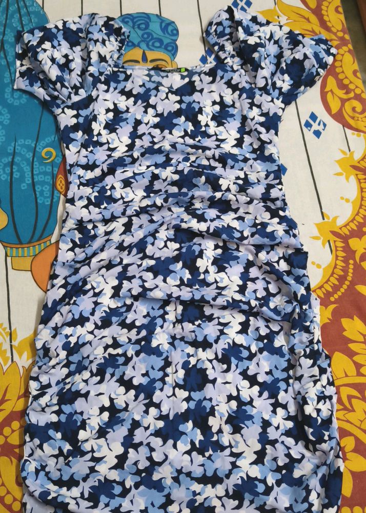Floral Blue Bodycon Dress