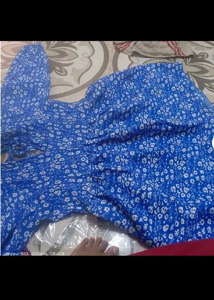 Blue Floral Print Dress