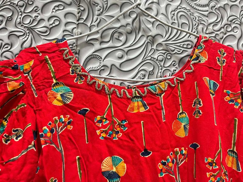 Red Floral Print Dress
