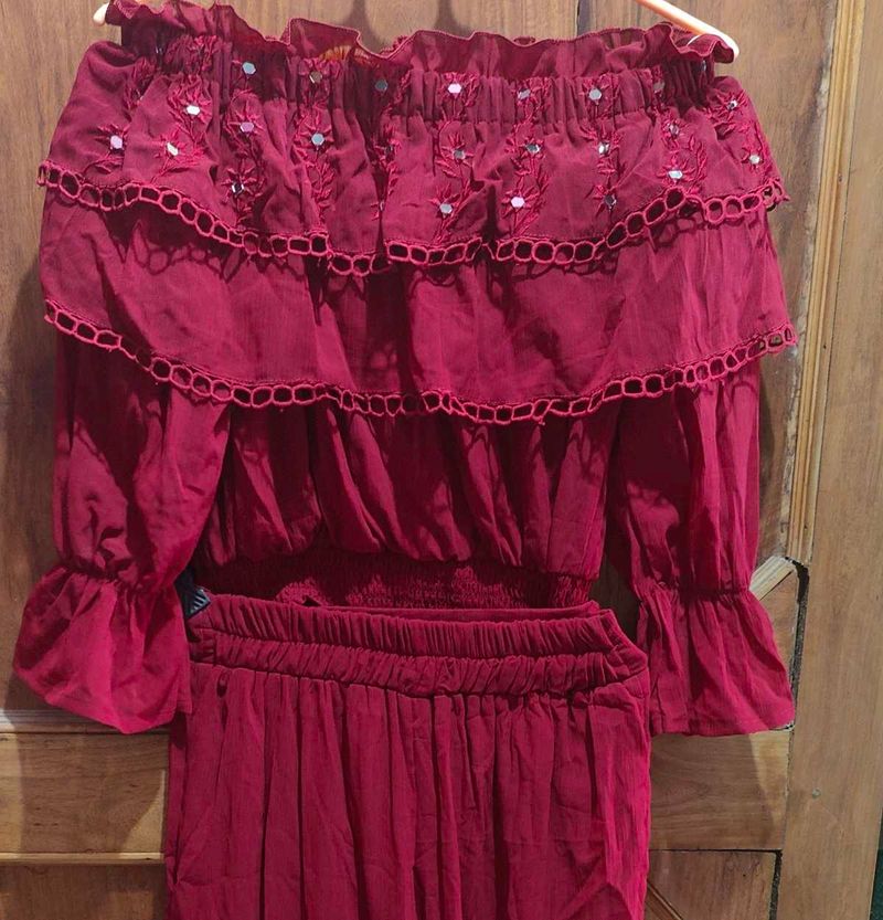Red Ruffled Co-Ord Set