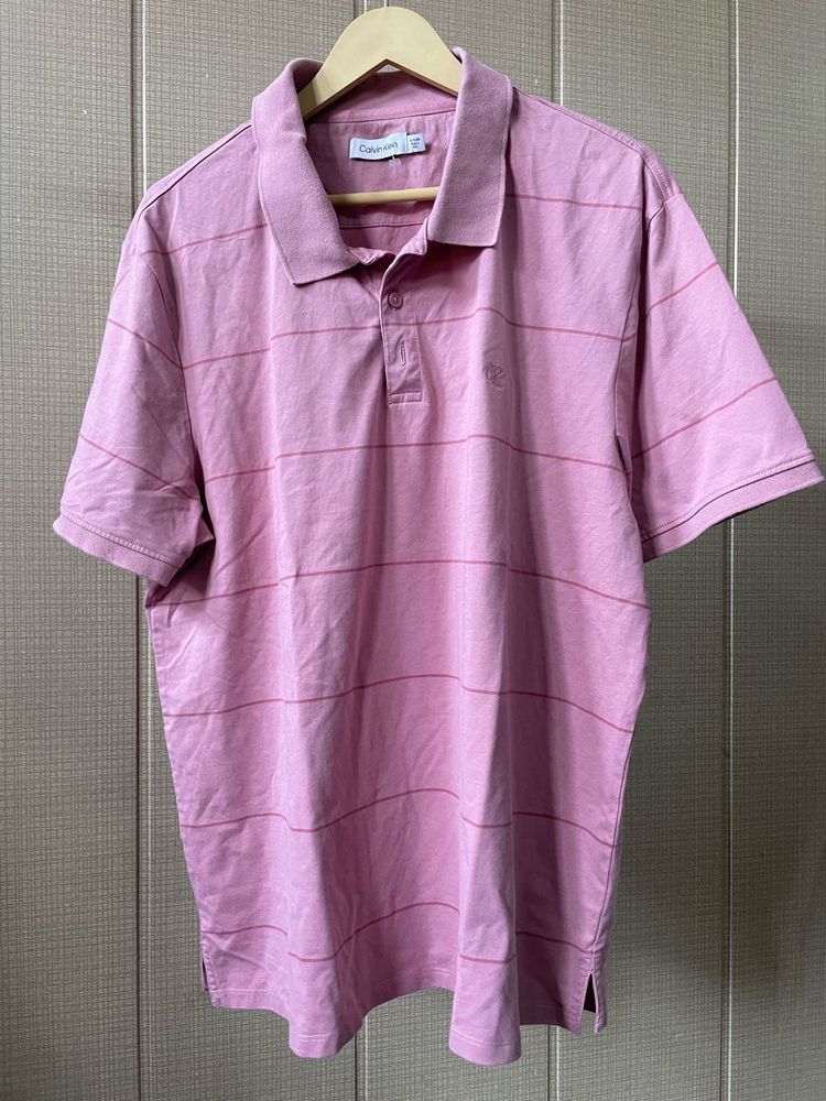 Calvin Klein Pink Striped Polo Shirt