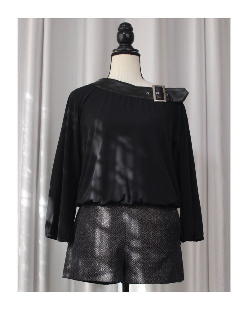 PU Neck Detail Top
