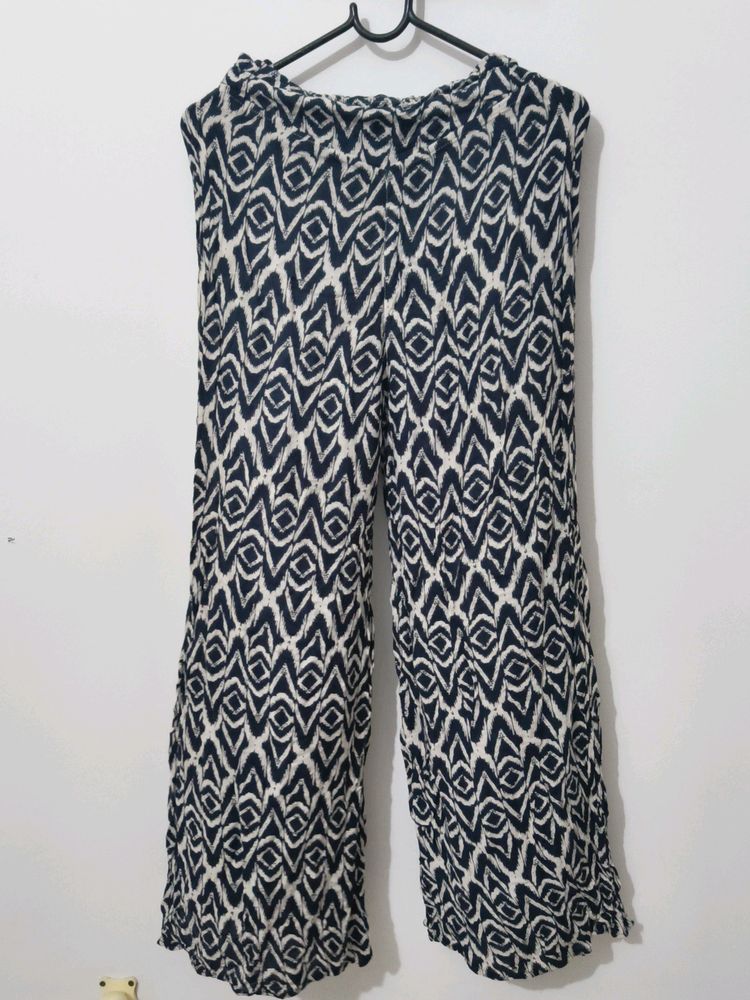 Printed Black &amp; White Palazzo Pants