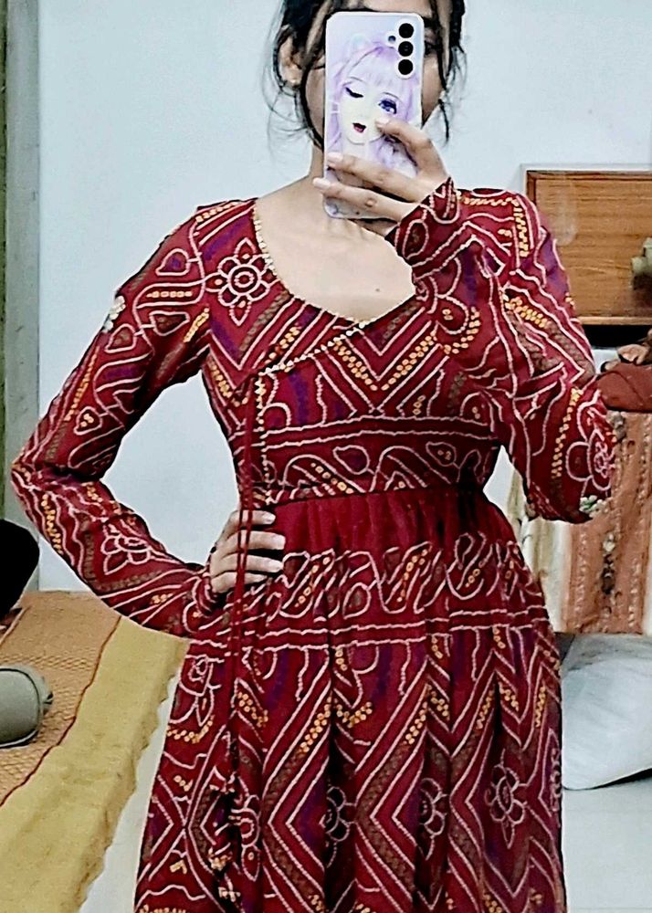 mahroon bandni kurta✨️🤌❤️