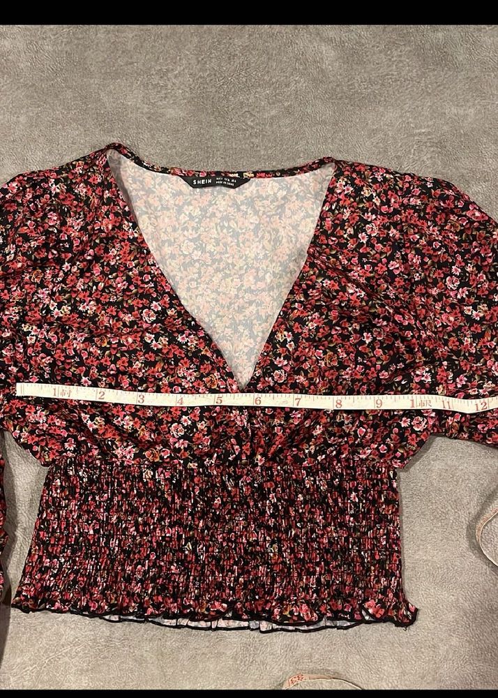Floral V Neck Top