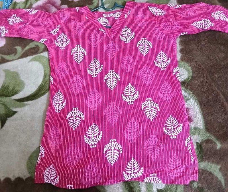 Pink Printed Kurti Top