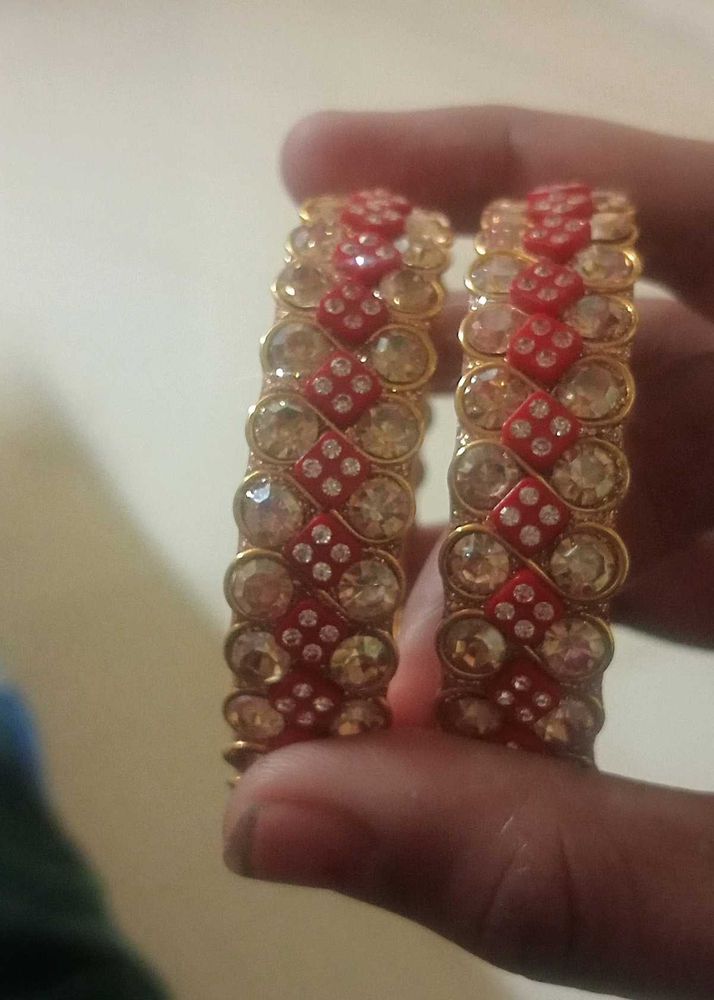 Red &amp; Gold Bangles - Set of 2