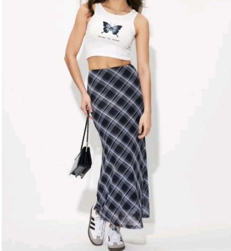 Plaid Straight Skirt